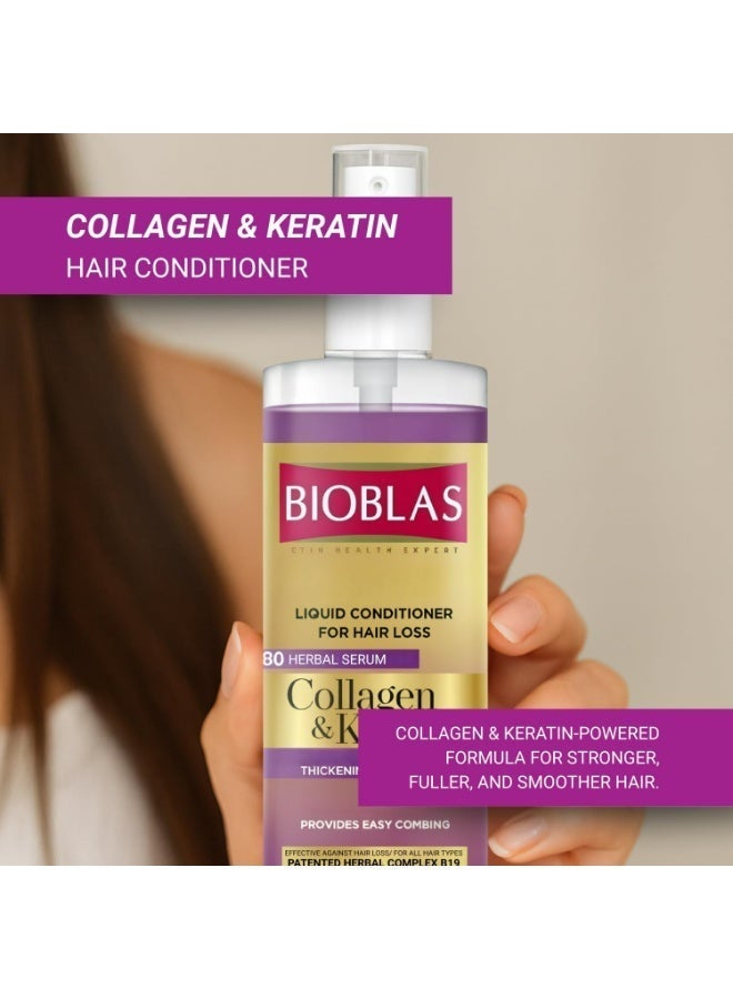 BIOBLAS Garlic Shampoo for Hair Strengthening & Hair Fall Care with Keratin & Collagen Liquid Conditioner, Nourishing Hair Care Set, 360ml + 115ml - Image 4